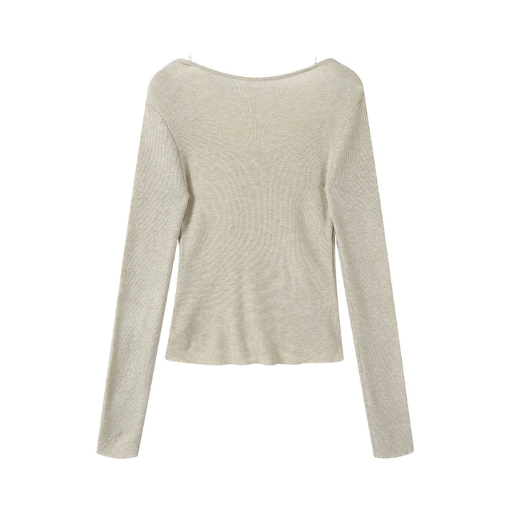 Bow Front Long Sleeve Knit Top