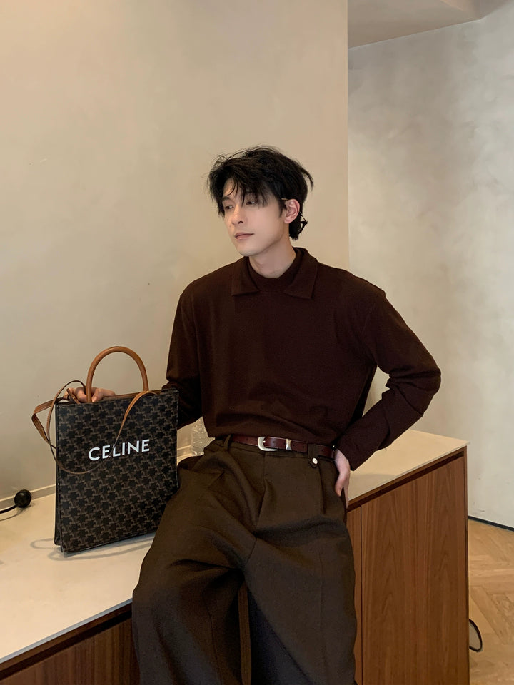 Collared Knit Bottoming Shirt