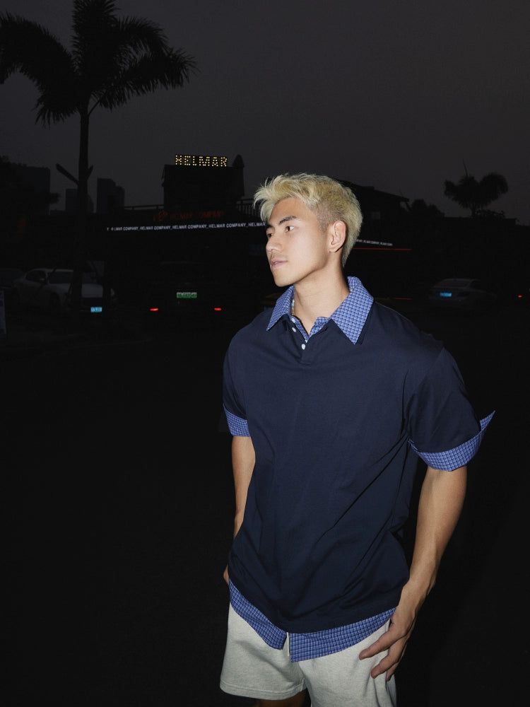 College-Stil Zweiteiliger Poloshirt 