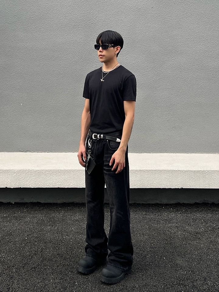 Slim Straight Flared Vaskede Jeans 