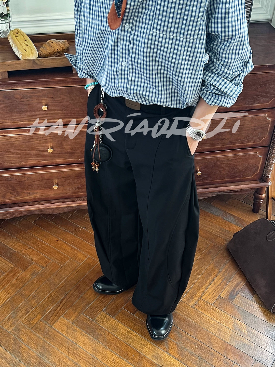Washed Pointed Derby Leather Shoes