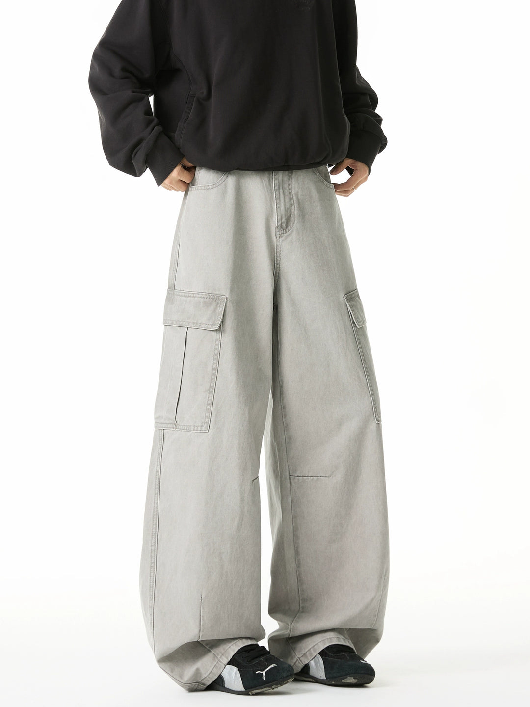 Multi-Pocket Wide-Leg Cargo Pants