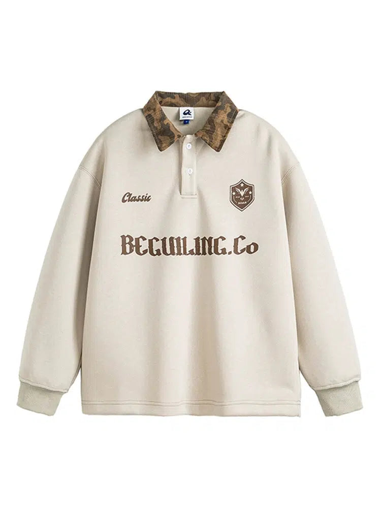 College Style Lapel Sweatshirt