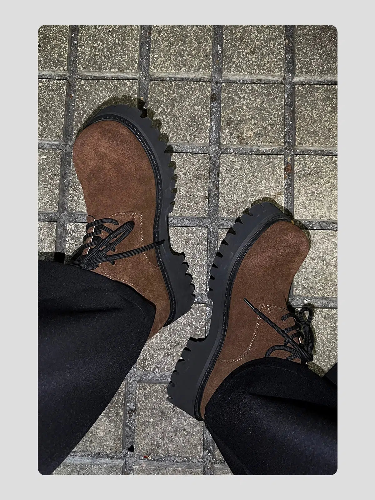 Suede Thick-Soled Derby Shoes