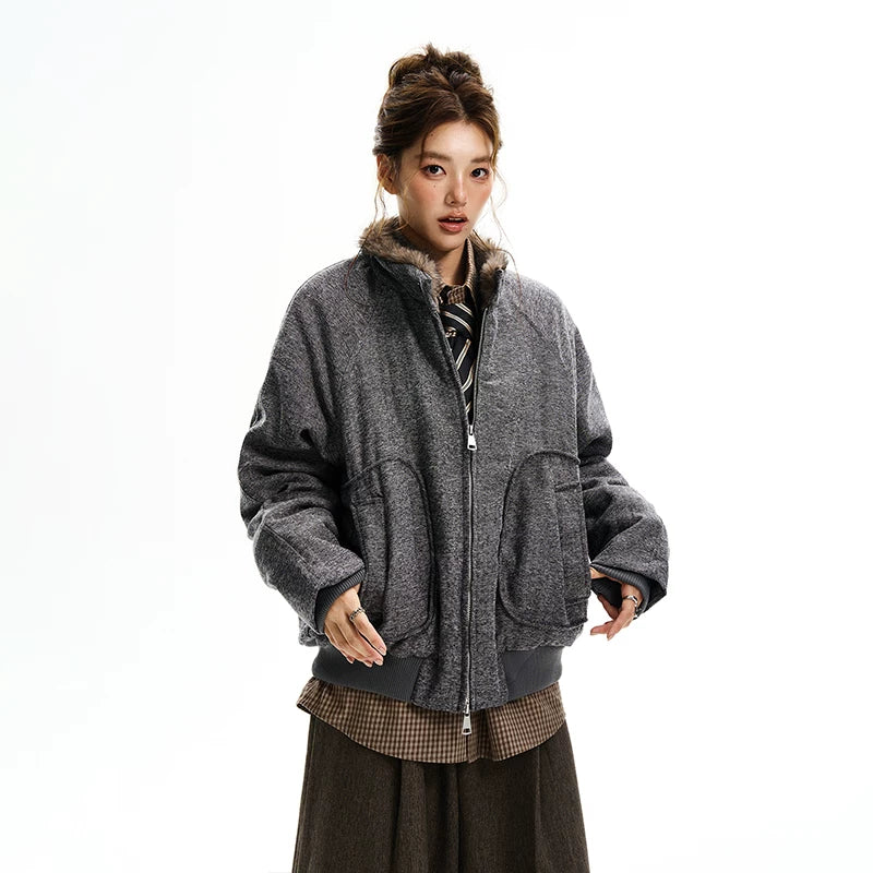 Pelskrage Stående Krage Polstret Jakke 