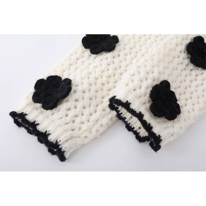 Wool Crochet Lace-up Knit Cardigan