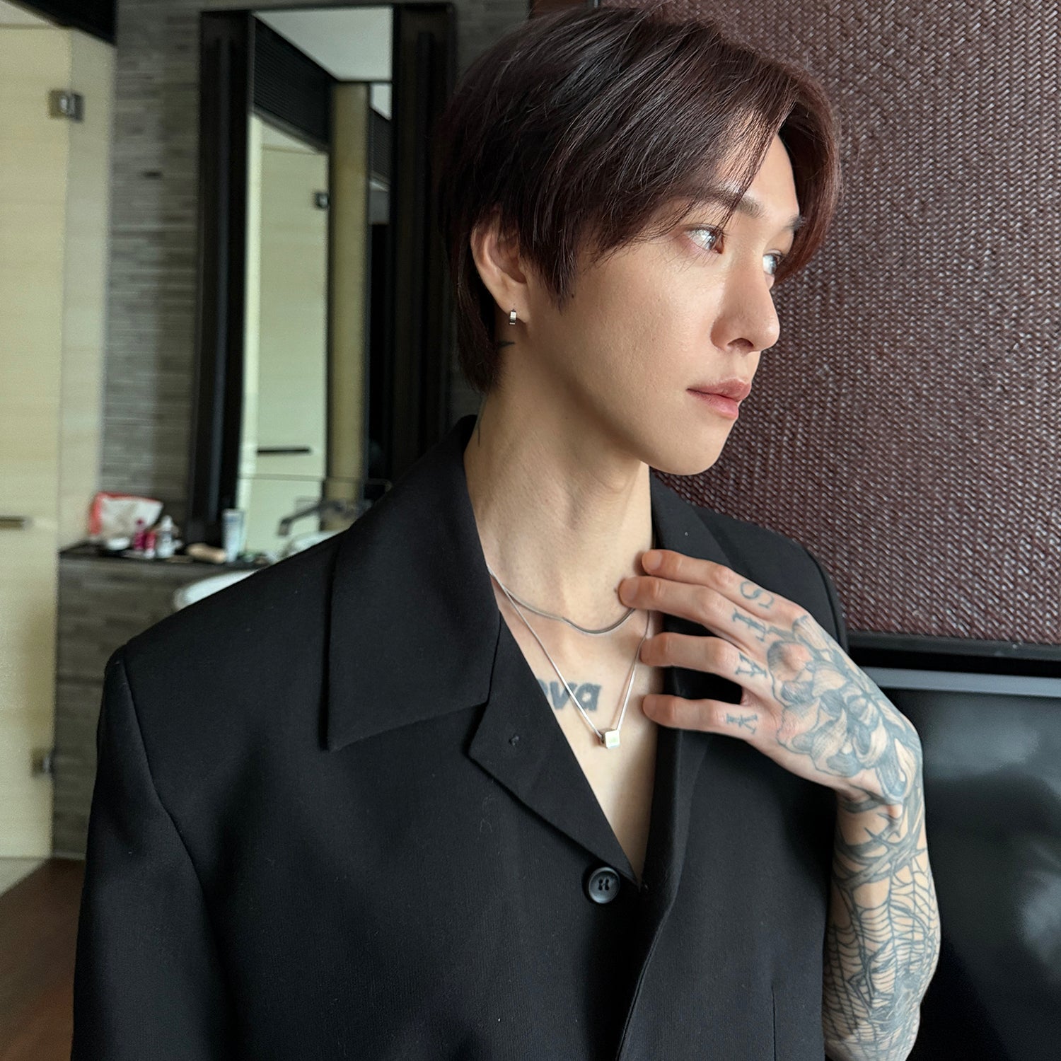 ダブルレイヤー スネーク チタン鋼 ネックレス 