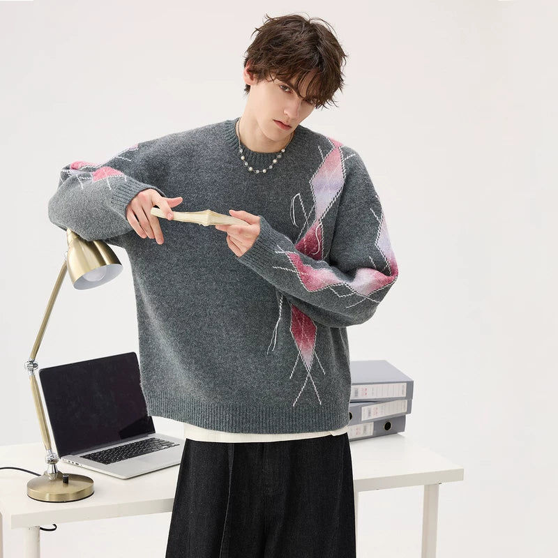 Gradient Diamond Pattern Sweater