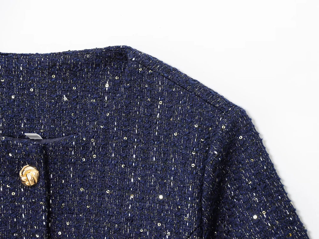 Kortärmad tweed cardiganjacka 