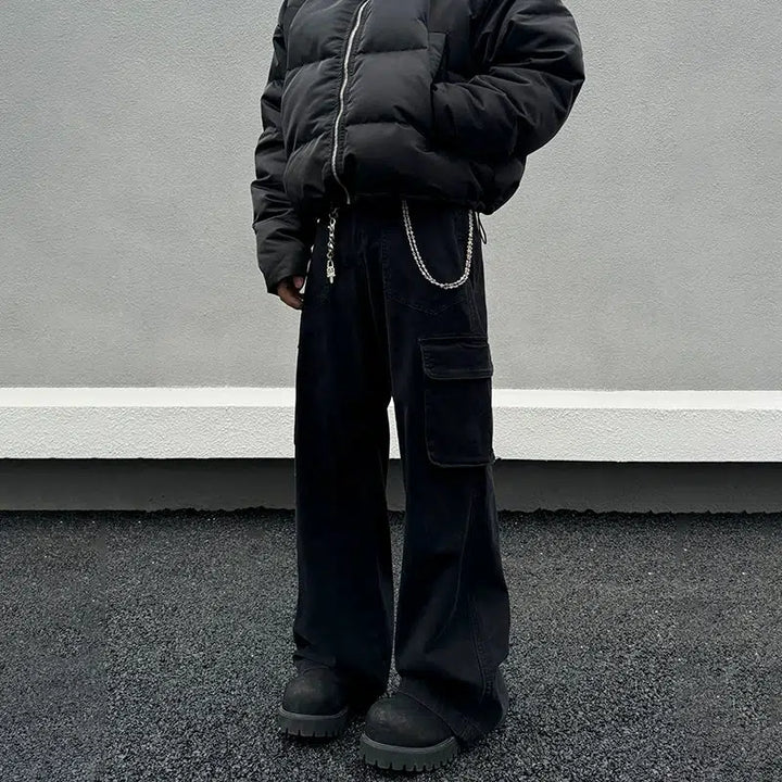 Multi-pocket Flared Cargo Pants
