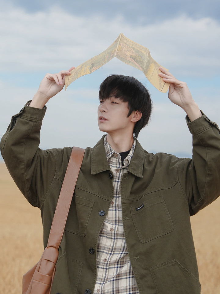 Multi-pocket Long-Sleeve Shirt Jacket