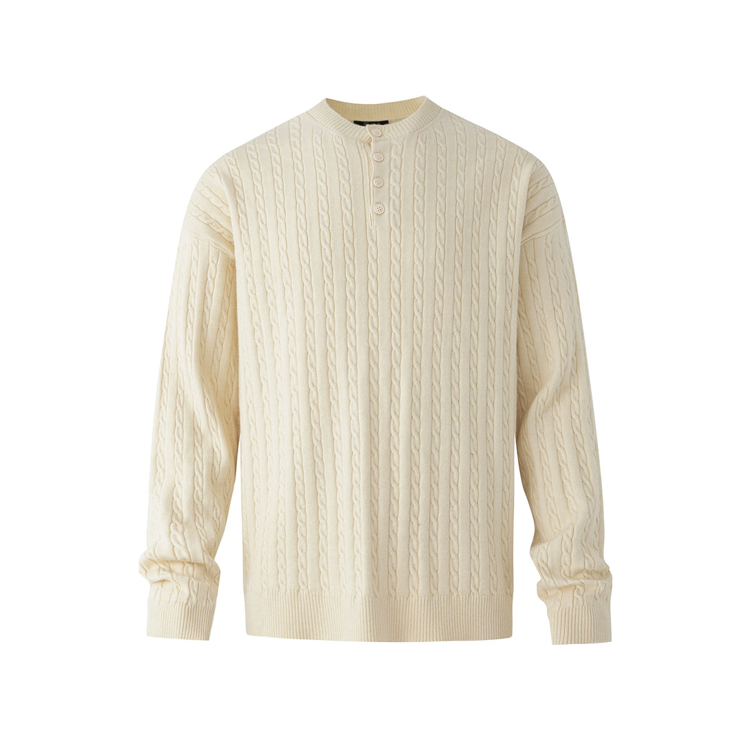 Svetr s pleteným vzorem Henry Collar Cable Knit 