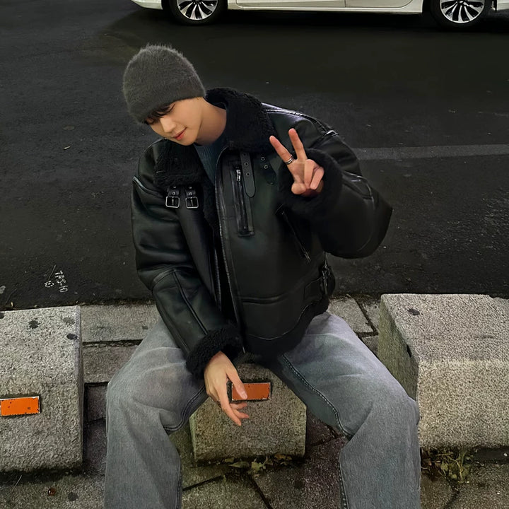 Staande kraag dikke fleece gevoerde jas 