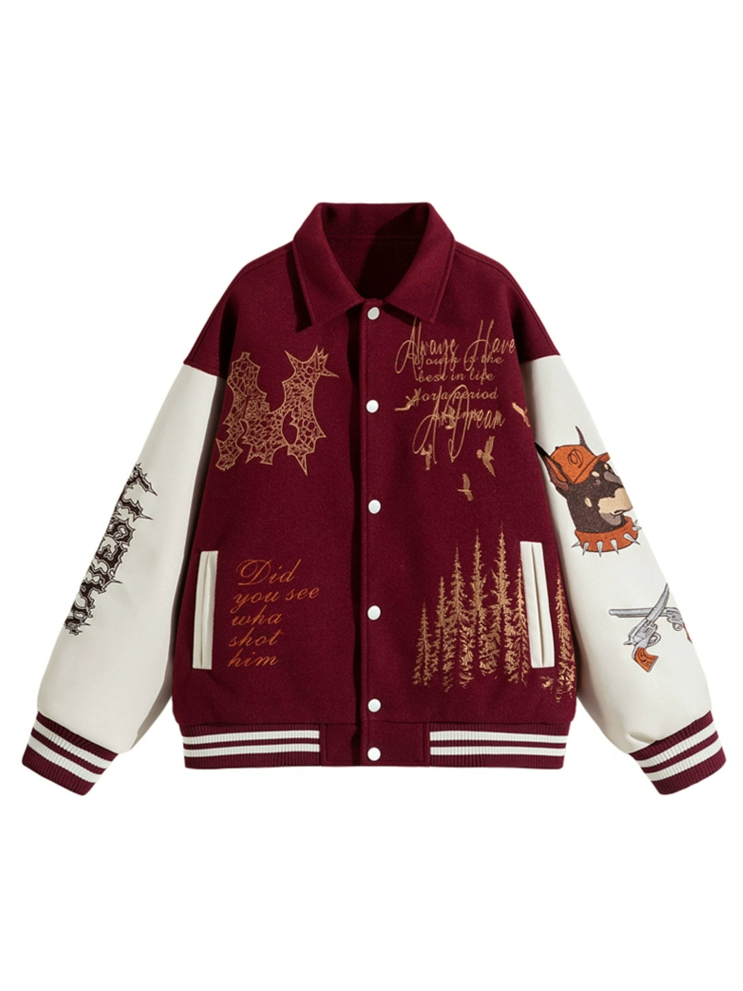 Embroidered Patchwork Baseball Jacket