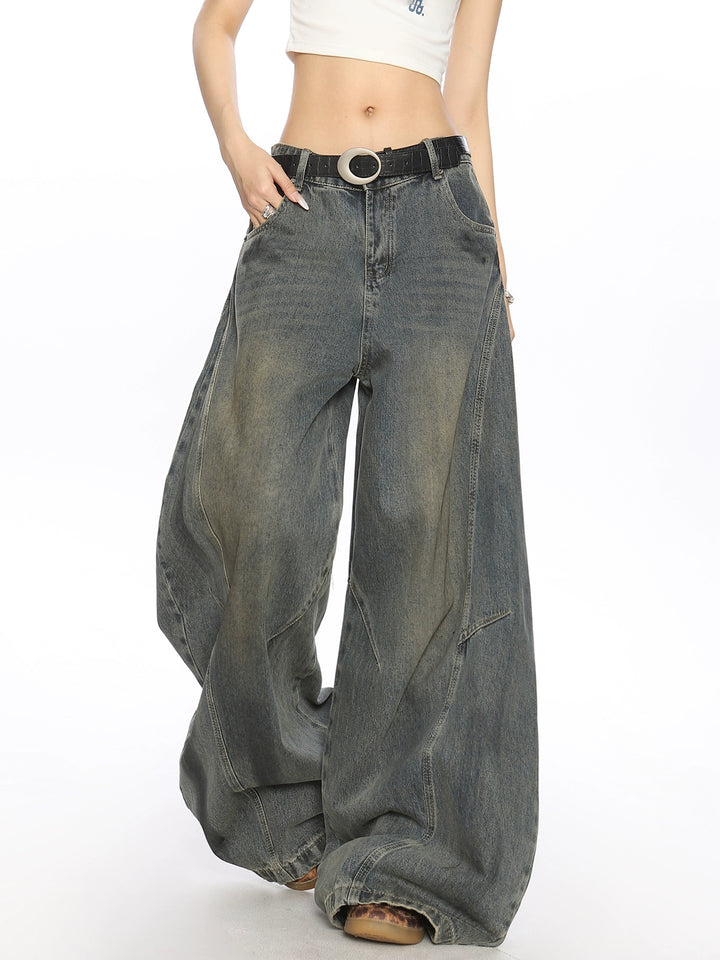 Retro slitna vida jeansbyxor 