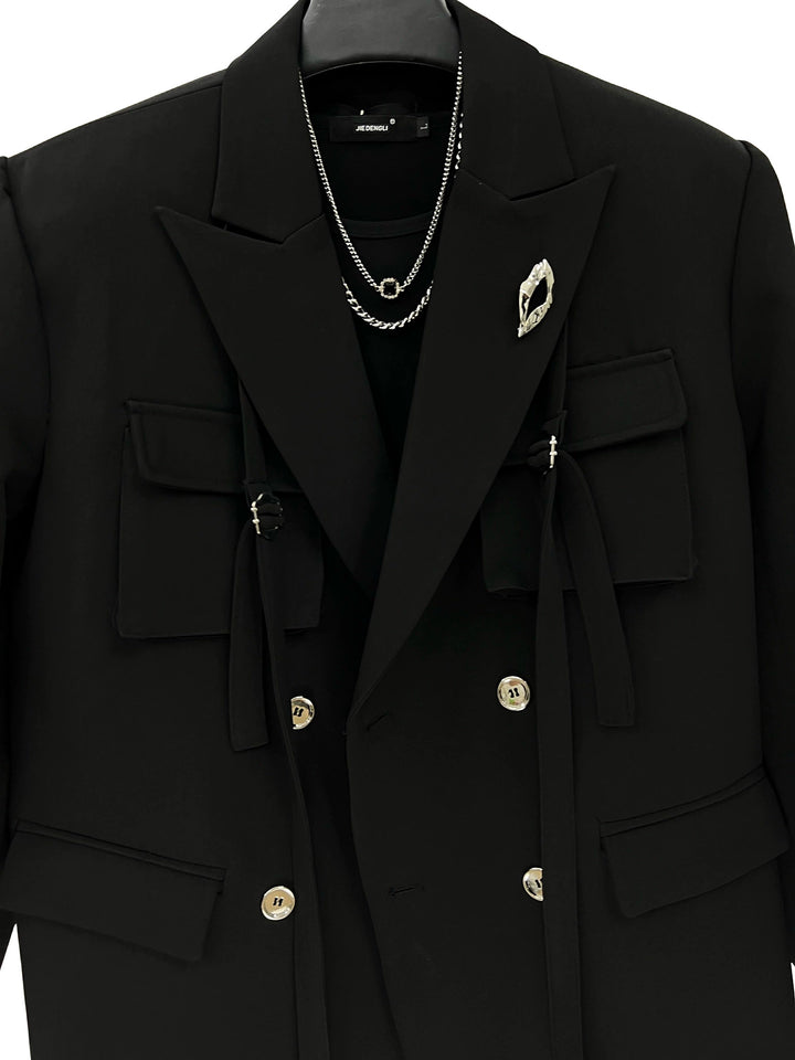 Casual Suit Jacket met Ribbons, Schoudervullingen 
