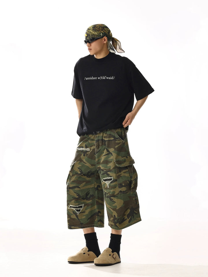 Ripped Camouflage Cargo Pants