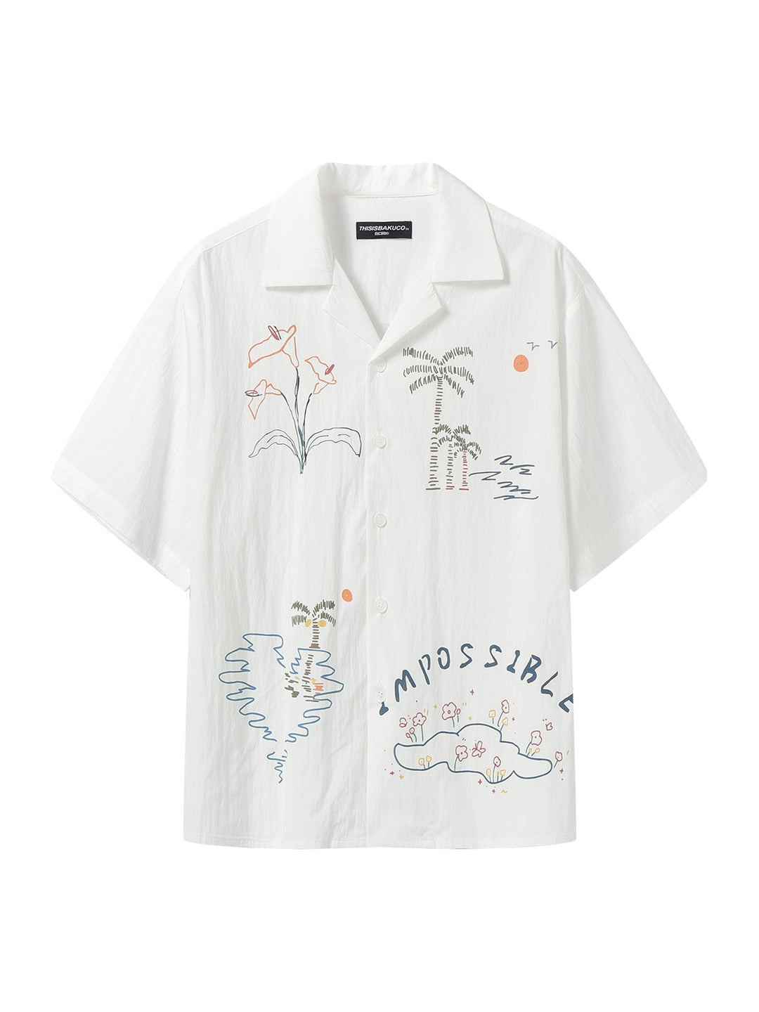 Chemise à boutons style vacances avec imprimé graffiti 