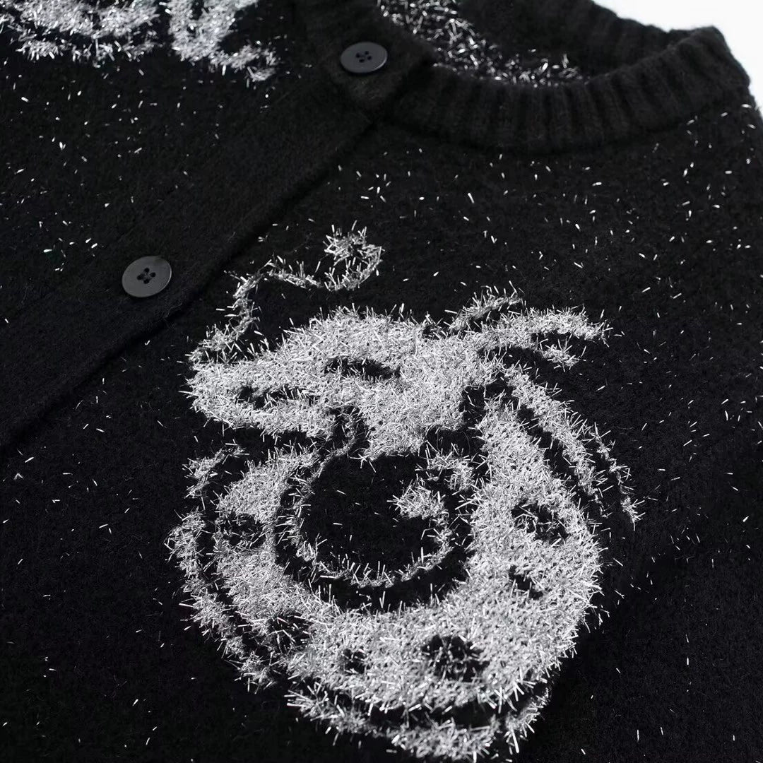 Animal Jacquard Knit Button Cardigan