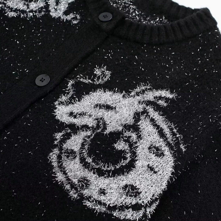 Animal Jacquard Knit Button Cardigan