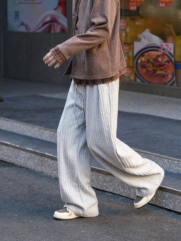 골지 플리스 안감 와이드 레그 라운지 팬츠 