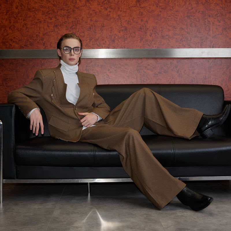 Wool Blend V-Neck Suit and Pants (sold separately)