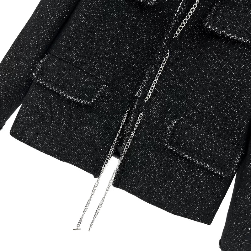 Chain Detail Casual Short Jacket