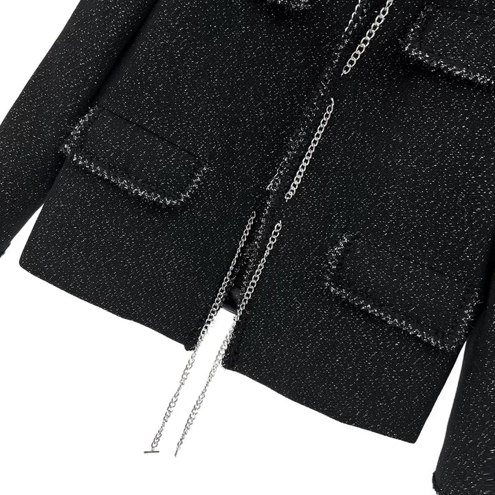 Chain Detail Casual Short Jacket
