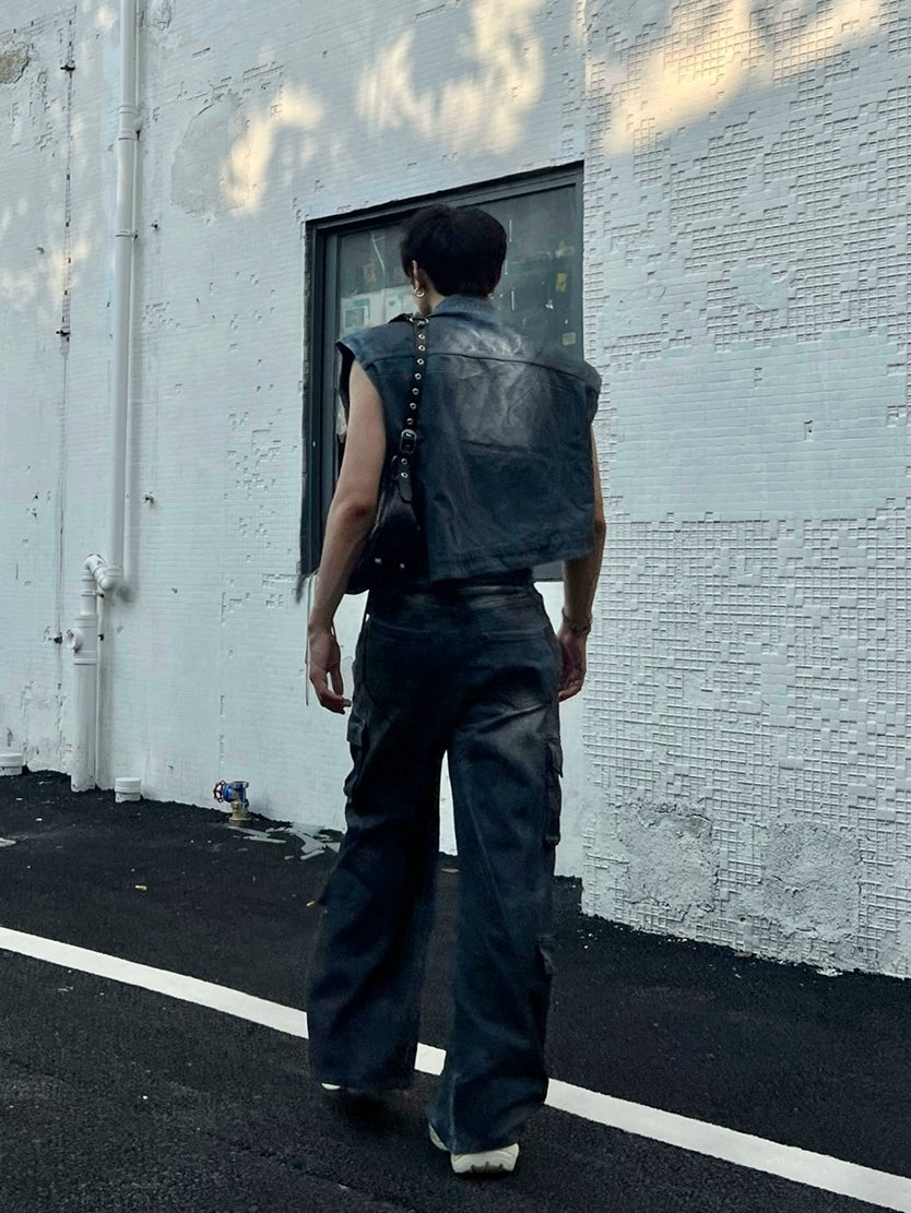 Distressed Denim Vest and Pants