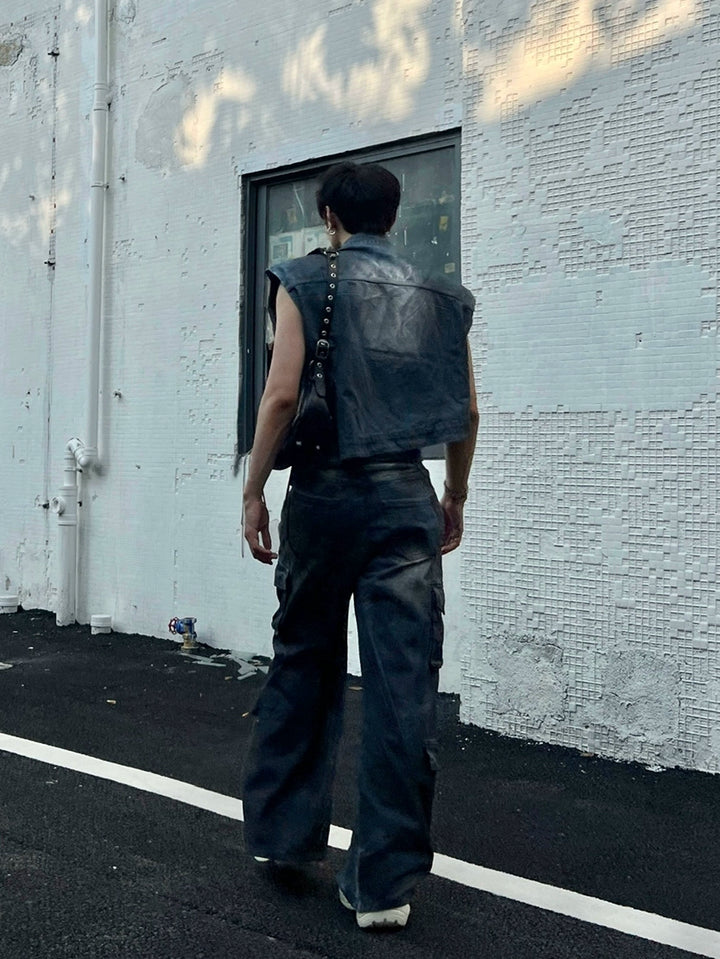 Distressed Denim Vest and Pants