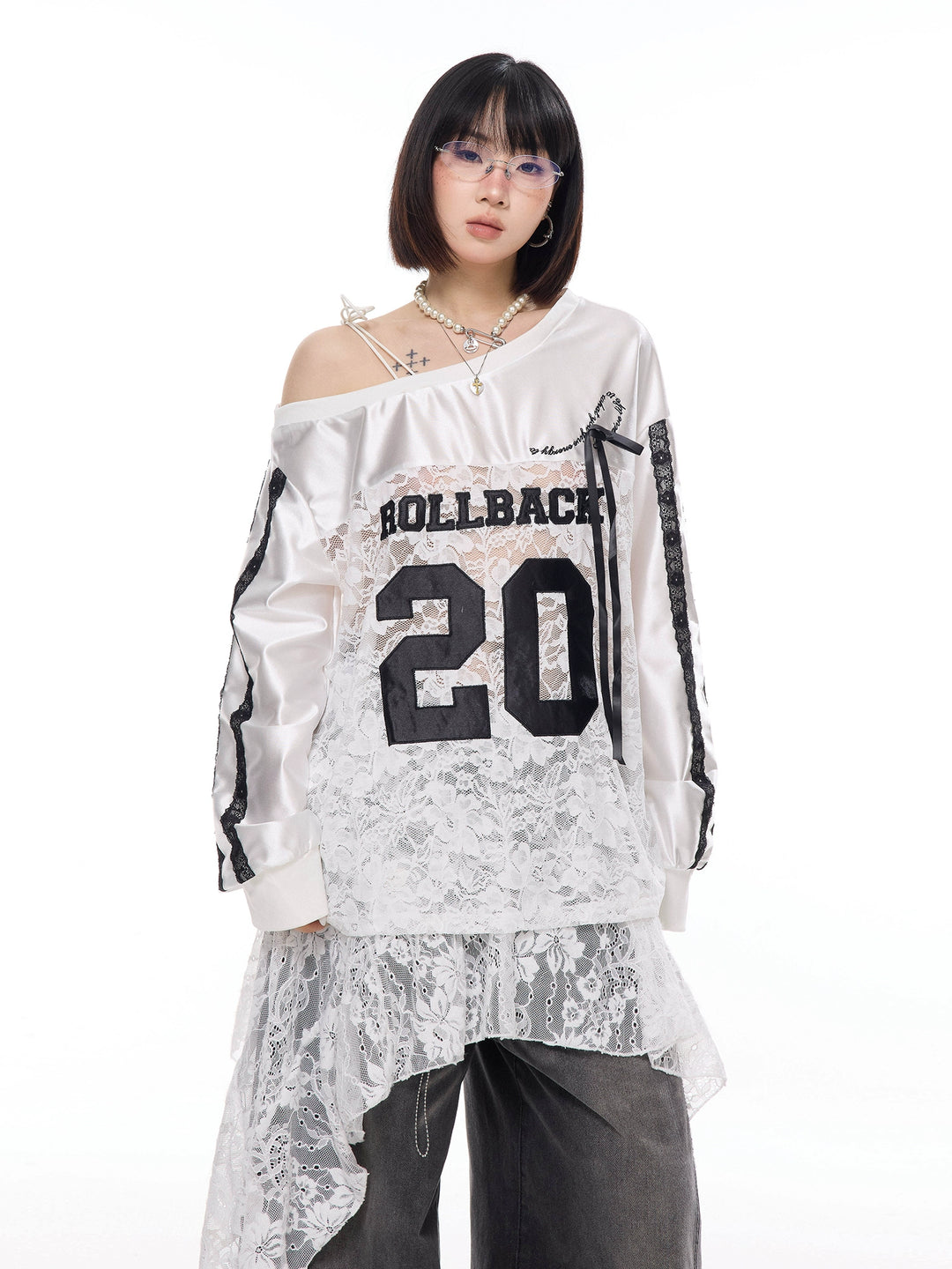 Kant Oblique Schouder Lange Mouw Turtleneck 