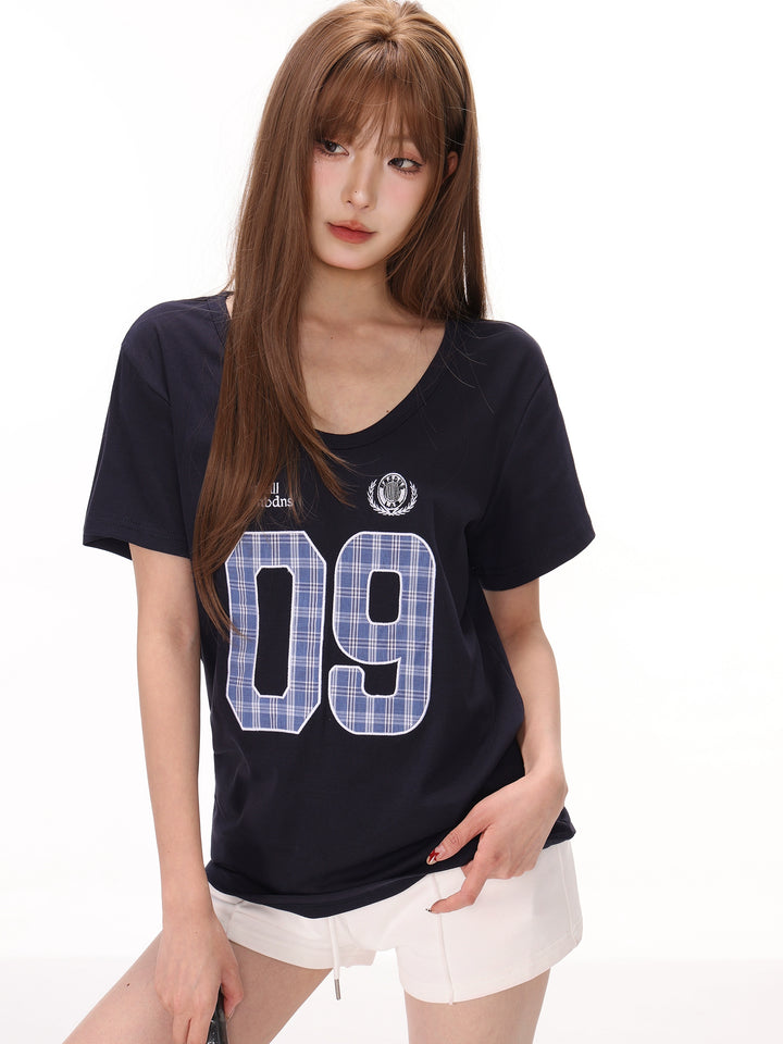 T-shirt de sport à manches courtes à imprimé écossais 