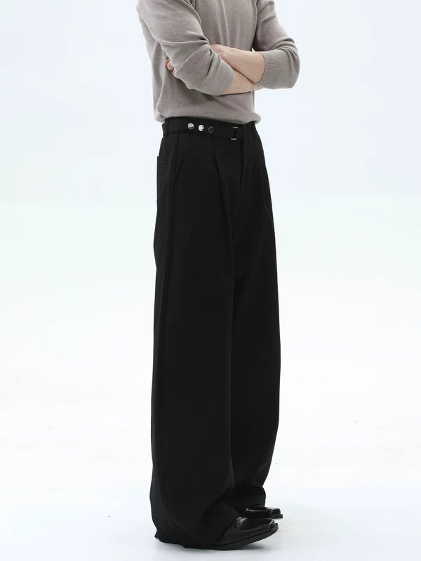 주름이 있는 와이드 레그 루즈핏 바지 