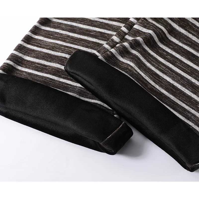 מכנסי קז'ואל רחבים עם מותן גבוהה ומפוספסים 