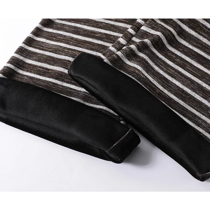 מכנסי קז'ואל רחבים עם מותן גבוהה ומפוספסים 