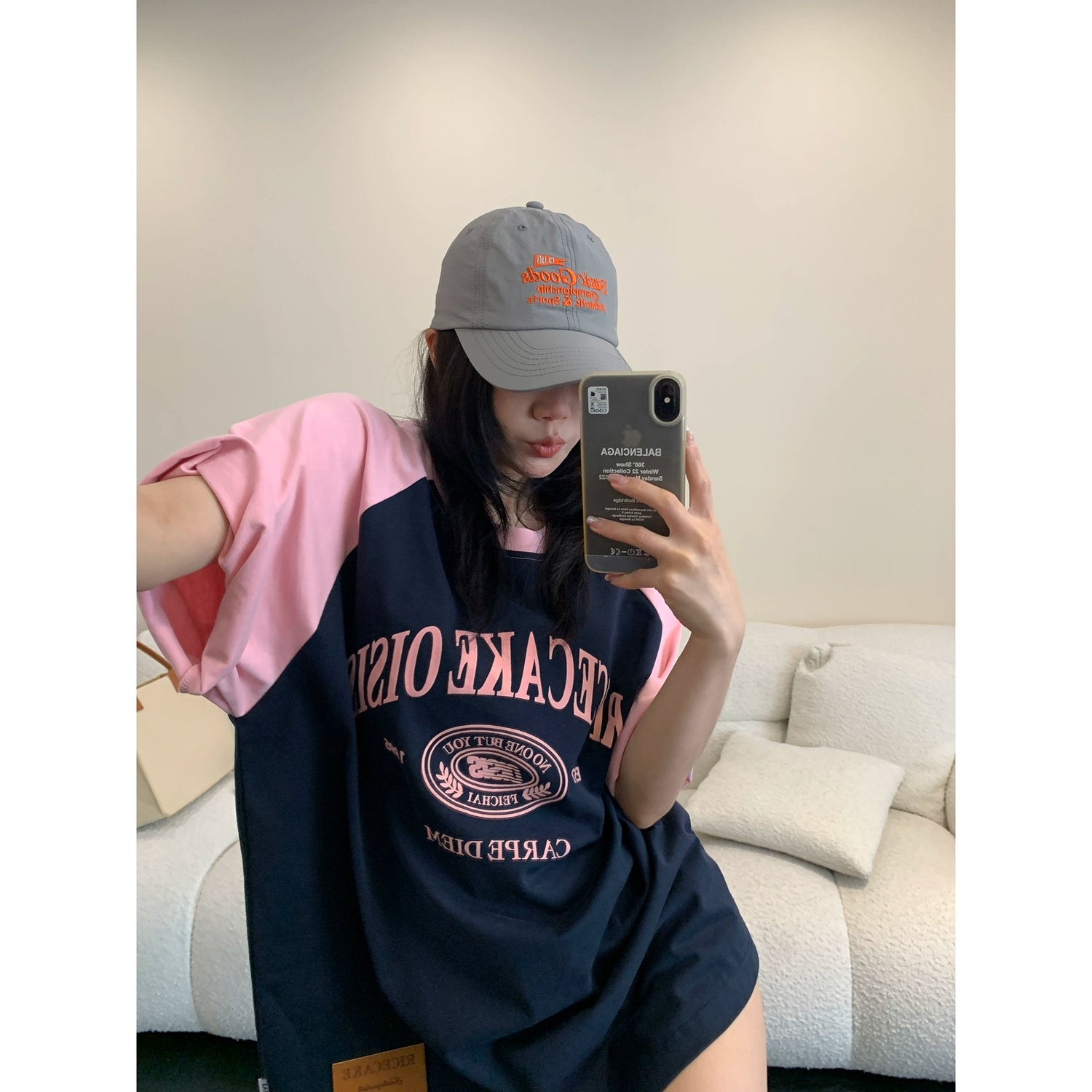 Retro Raglan Sleeve Flocking Print Turtleneck