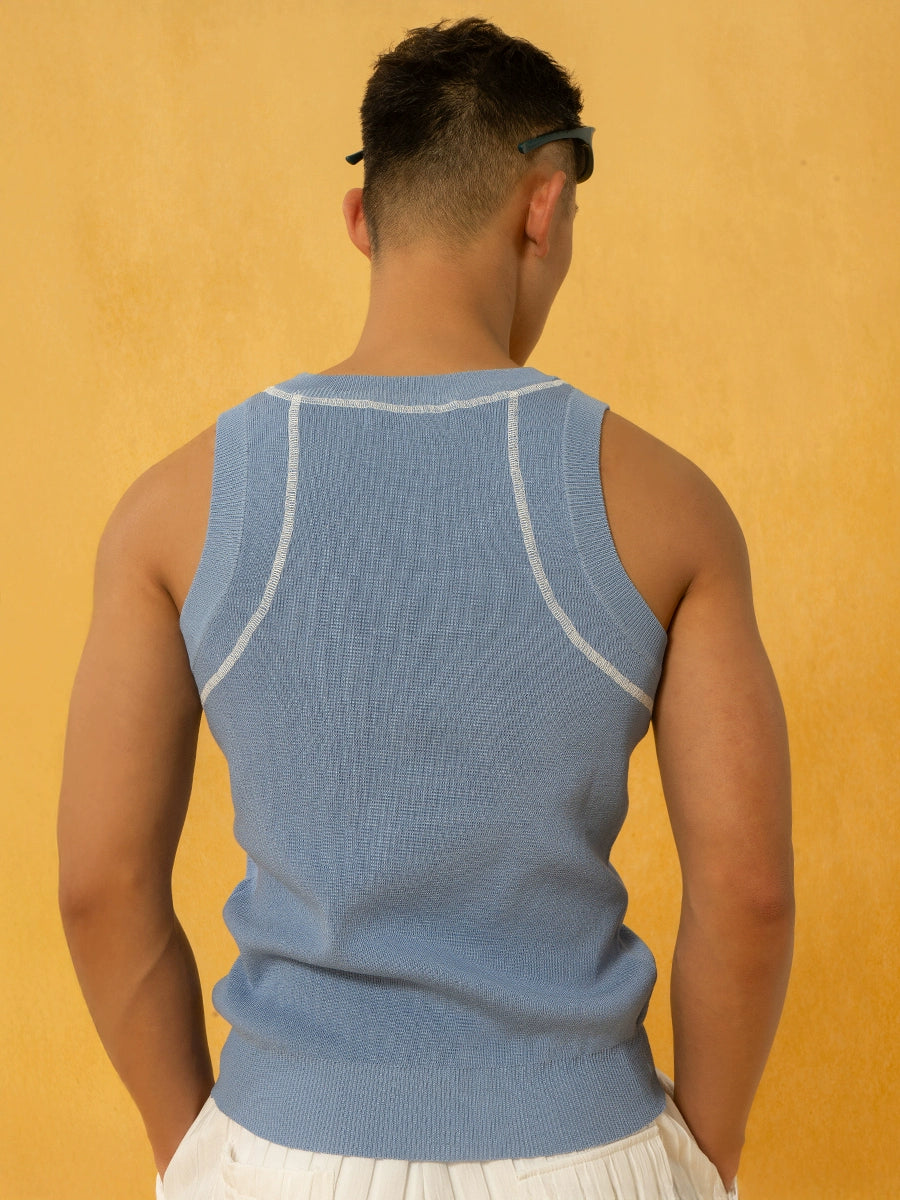 Knitted Edge Line Loose Fit Vest