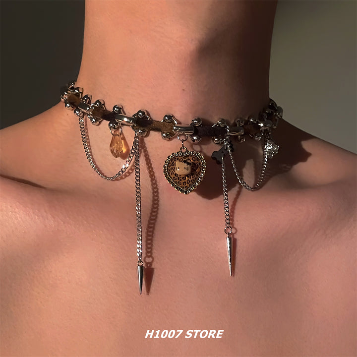 Heart Pendant Chain Choker Necklace