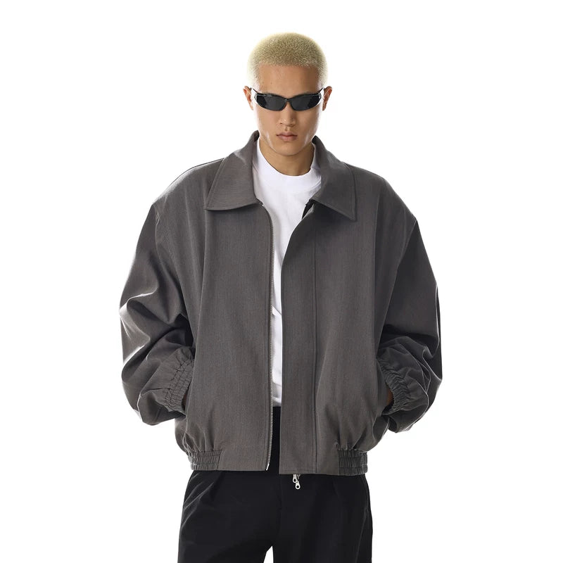 Veste courte zippée rétro décontractée 