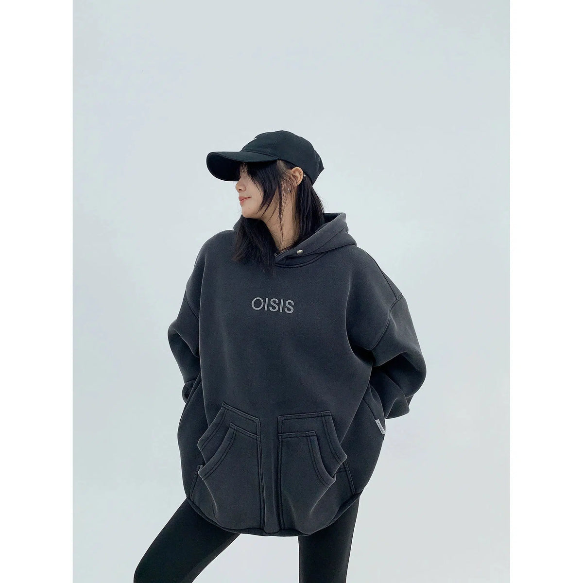 Embroidery Plush Distressed Hoodie