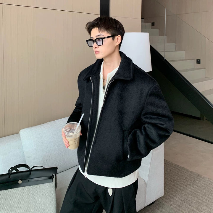 Faux Bont Fur Lapel Rits Jacket 