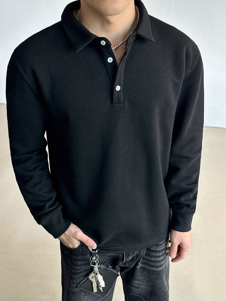 Camisa Henley de Pulôver Polo de Manga Longa 