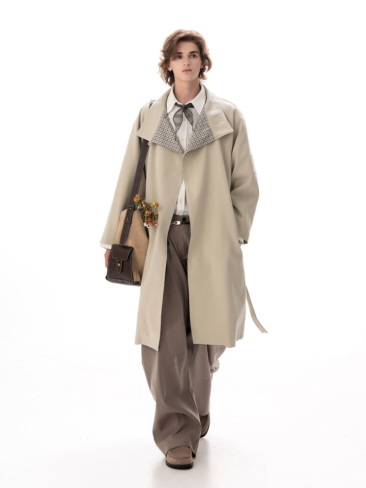 Plaid Collar Windbreaker Coat