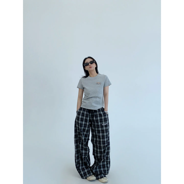 Cartoon Embroidery Casual Slim Fit T-Shirt