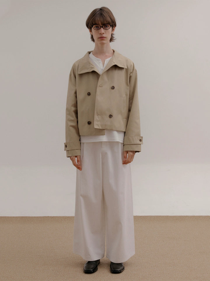 Manteau trench court à double boutonnage 