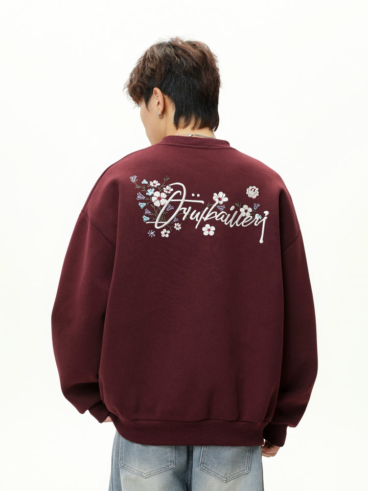 Embroidered Lettering Loose Fit Sweatshirt