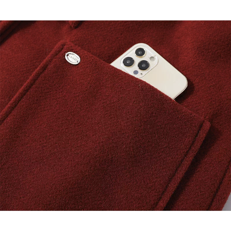 Abrigo de duffle de lana larga con forro de forro polar 