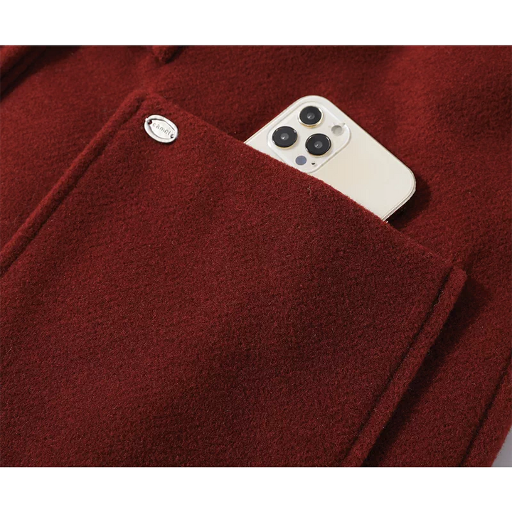 Abrigo de duffle de lana larga con forro de forro polar 