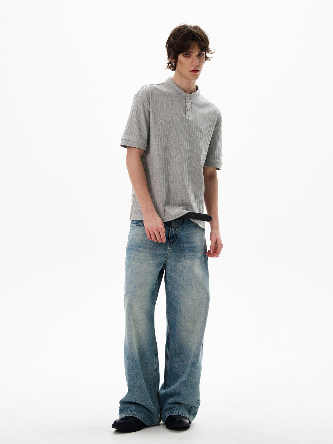 Textured Short-Sleeve Knit Pullover