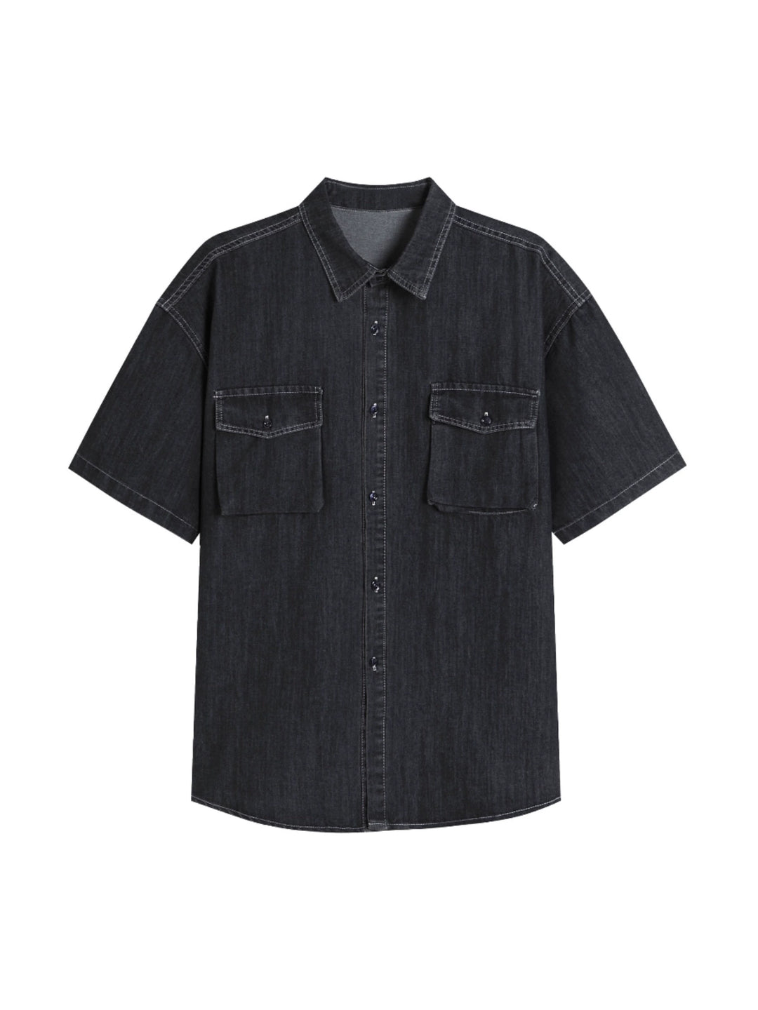 Loose Short Sleeve Denim Shirt